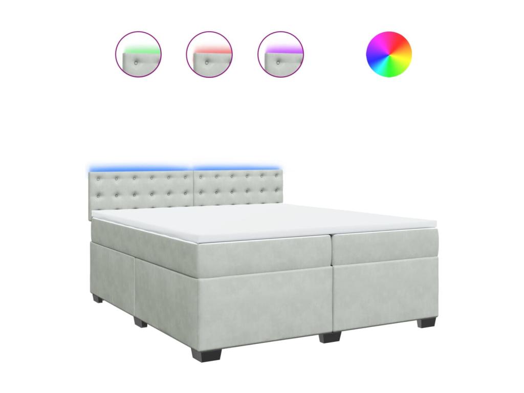 Sommier à Domopure de lit et matelas Gris clair 200x200cm Velours TSEP09927