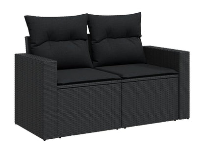 Salon de jardin 6 pcs avec coussins noir résine tressée WATY03554