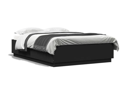 Cadre de lit avec Chicylaères LED noir 150x200cm bois d'ingénierie CHED75049