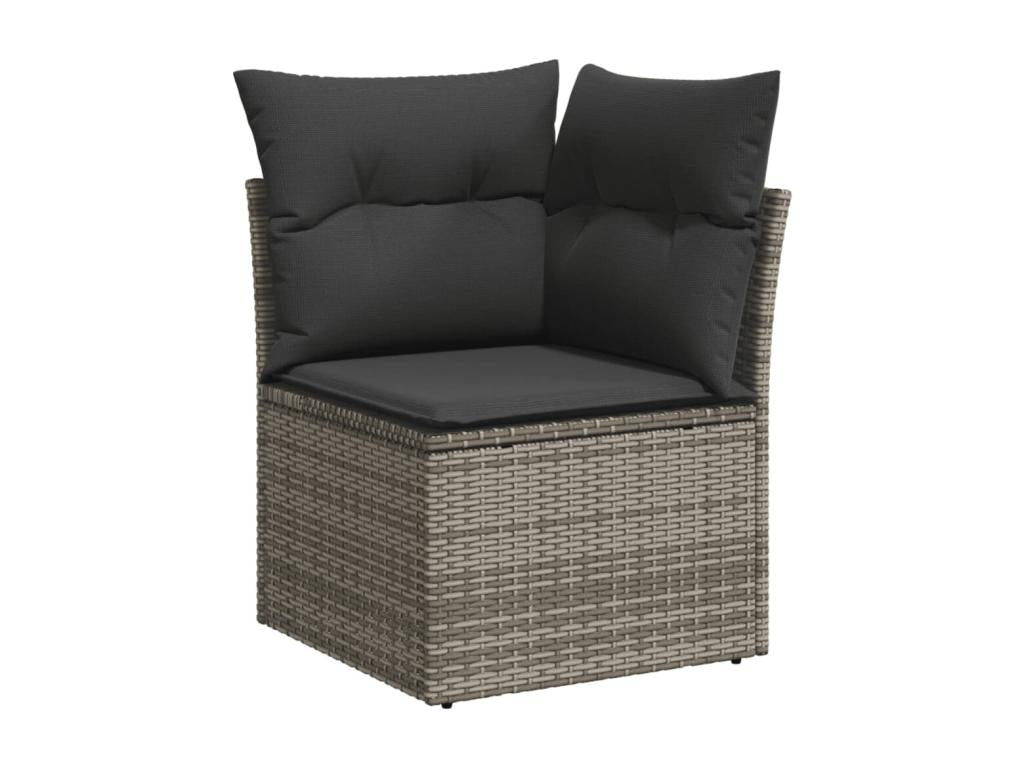 Salon de jardin avec coussins 7 pcs gris résine tressée LDGL40412