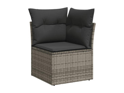 Salon de jardin avec coussins 7 pcs gris résine tressée LDGL40412