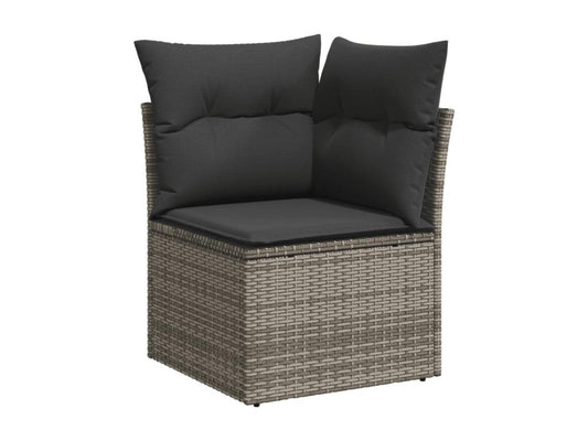 Salon de jardin avec coussins 7 pcs gris résine tressée LDGL40412