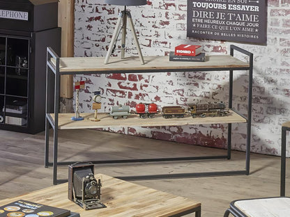 Meuble Console en Bois d'Domopure et Métal Noir H 75 cm QOYG11445