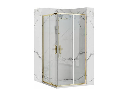 Cabine De Douche Domopure Punto 90x90 Gold Receveur De Douche Domopure White UVXE22112