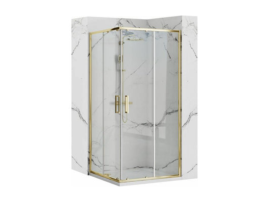 Cabine De Douche Domopure Punto 90x90 Gold Receveur De Douche Domopure White UVXE22112