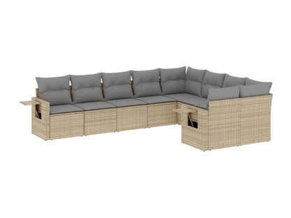 Salon de jardin avec coussins 9 pcs beige résine tressée XAUG74055