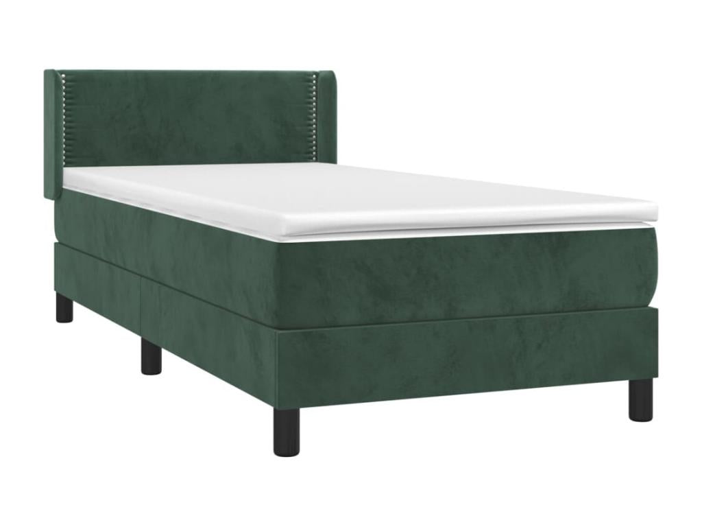 Lit à sommier tapissier avec matelas Vert foncé 90x200 cm AMMW31496