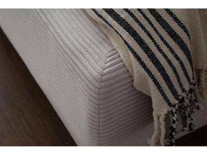 Lit - blanc crème velours côtelé - Chicyla CSAB82612