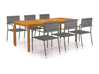Ensemble de salle à manger de jardin 7 pcs Gris 2 MQCH62784