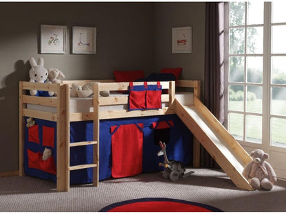 Lit Enfant Avec Toboggan Domopure Rouge 90x200cm Naturel GCOK76281