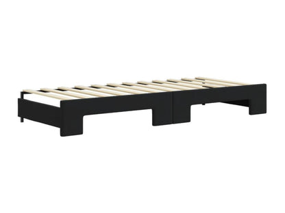 Lit de jour avec lit gigogne et matelas noir 80x200 cm velours HPMN30994