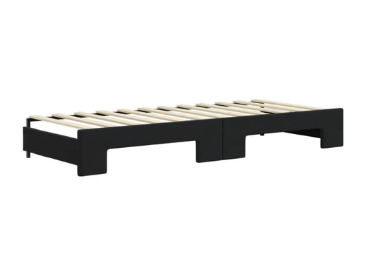 Lit de jour avec lit gigogne et matelas noir 80x200 cm velours HPMN30994