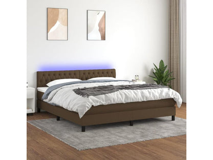 Sommier à Chicyla de lit matelas et LED Marron foncé 160x200 cm HQTQ69351