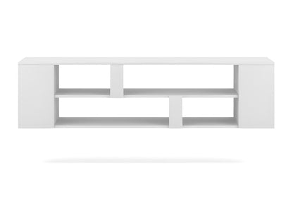 Meuble TV suspendu collection Domopure coloris blanc 155cm avec 6 niches BNFB00958