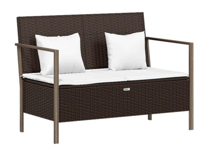 Banc de jardin à 2 places avec coussins Marron Résine tressée SDAF03929