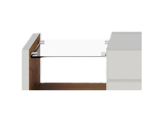 Table Basse 1 Tiroir 1 Niche 4 Pieds Bois Blanche et Chêne L 90 H 35.6 P 54 cm OPFO72436