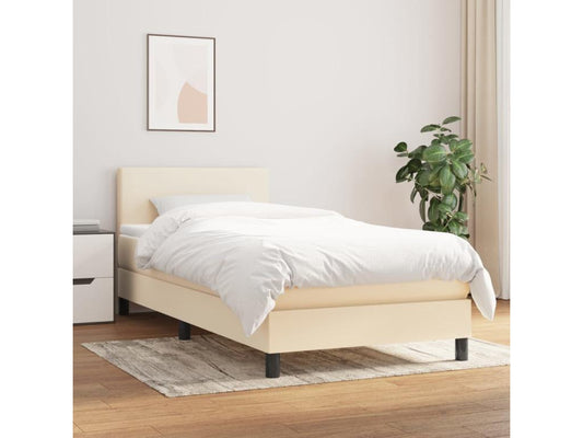 Lit à sommier tapissier avec matelas Crème 90x200 cm Tissu ETNF53540