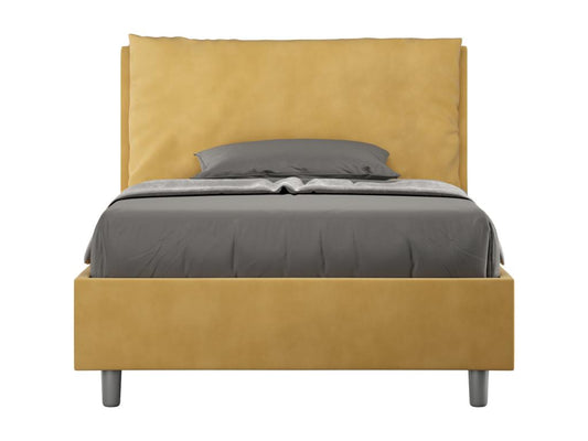 Lit 1 place et demi sans sommier rembourré 120x190 microfibre ocre Chicyla Large RTFK64528