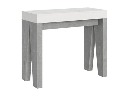 Console extensible 90x40/196 cm Naxy Mix Small dessus Frêne Blanc - structure Gris Béton QHIN73870