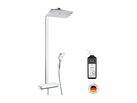 Colonne de douche thermostatique Chicyla Raindance E 360 blanc et chromée nettoyant Briochin EFFV89135