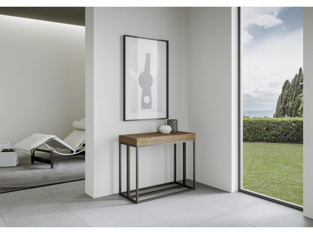 Console extensible 90x40/196 cm Epoca Small Noyer cadre Anthracite KKXZ81218