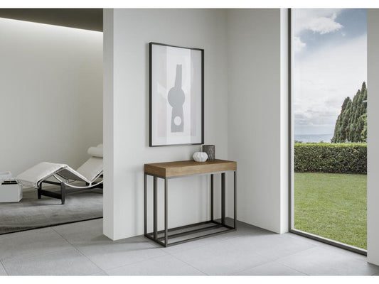 Console extensible 90x40/196 cm Epoca Small Noyer cadre Anthracite KKXZ81218