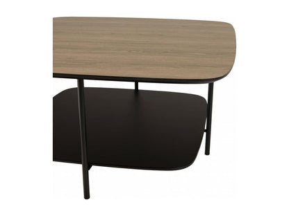 FLEUR - Table basse 2 plateaux MM bi-matière mocha/noir pieds métal KWLJ25644