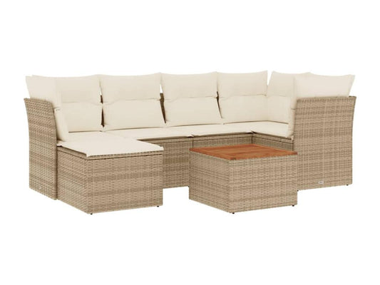 Salon de jardin avec coussins 7 pcs beige résine tressée WCCT98978