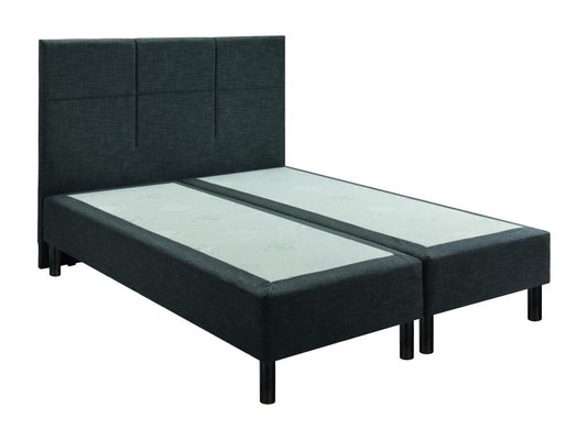 Ensemble boxspring sommier à ressorts tête de lit pieds gris chiné Domopure ENCHANTEUR 200x200 GBQX71807