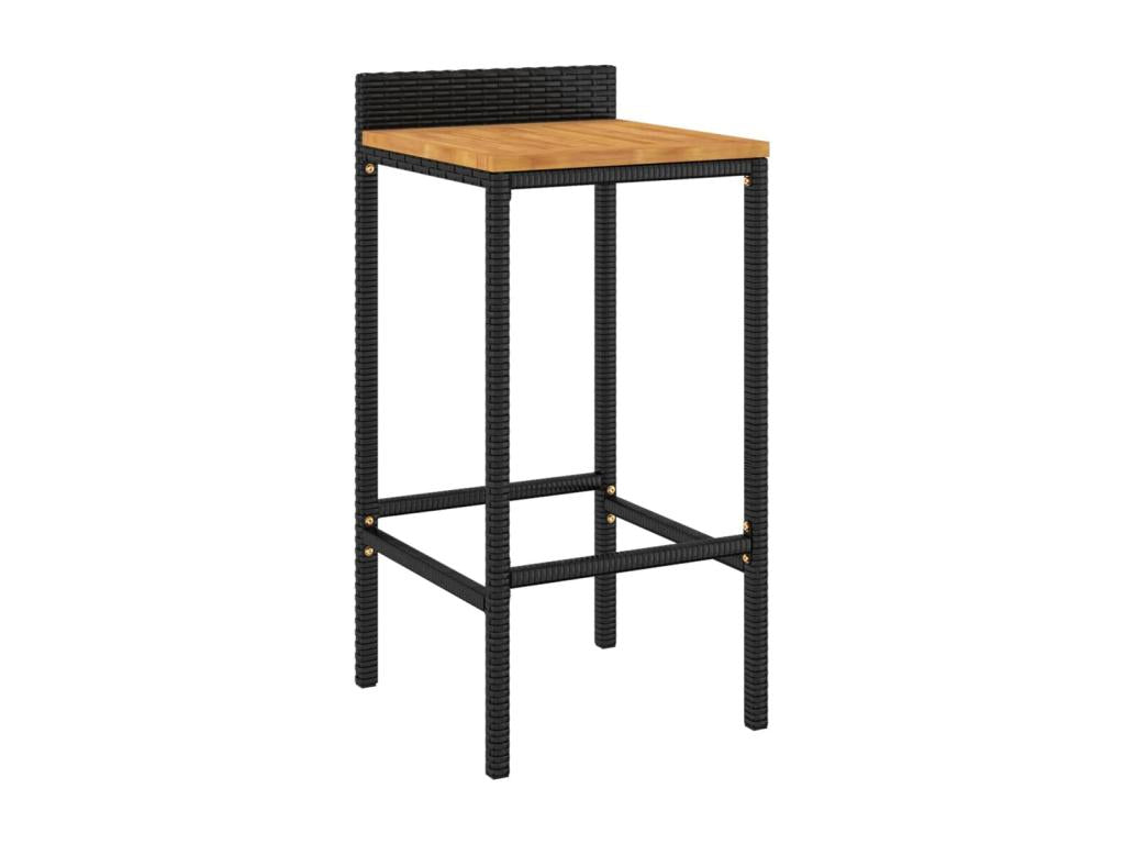 Ensemble de bar jardin 5 pièces noir poly rotin/bois massif Chicyla JTJN70100