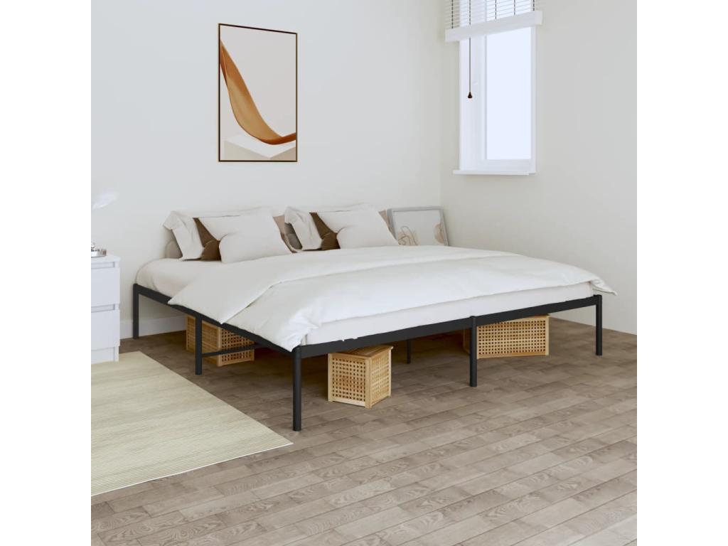 Cadre de lit métal noir 200x200 cm RXIO84082