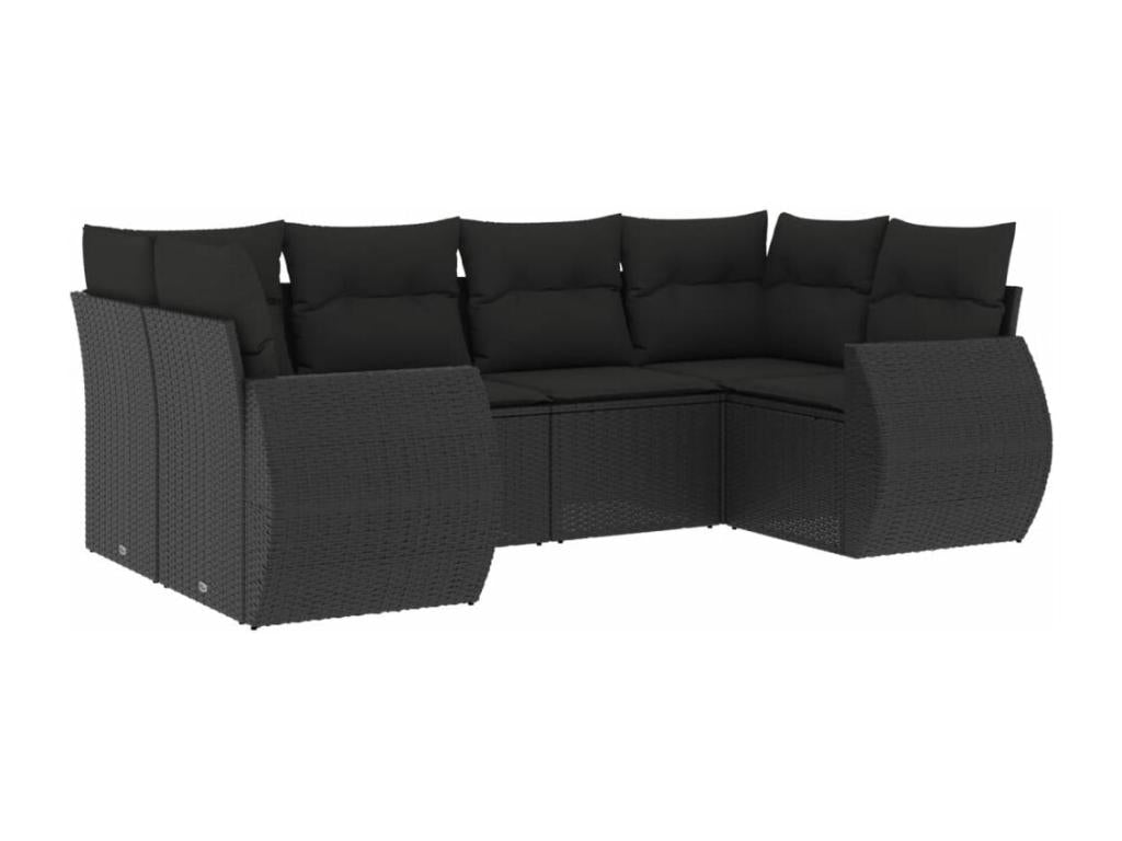Salon de jardin 6 pcs avec coussins noir résine tressée KSHL21447
