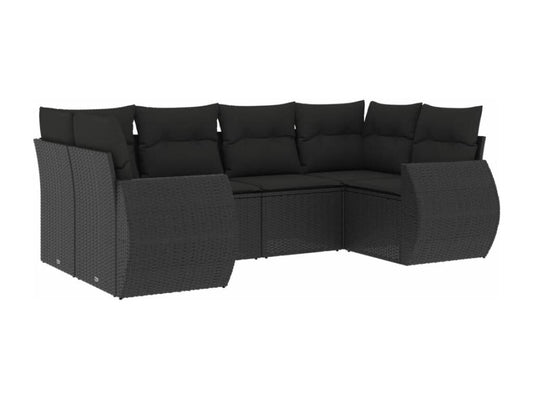 Salon de jardin 6 pcs avec coussins noir résine tressée KSHL21447