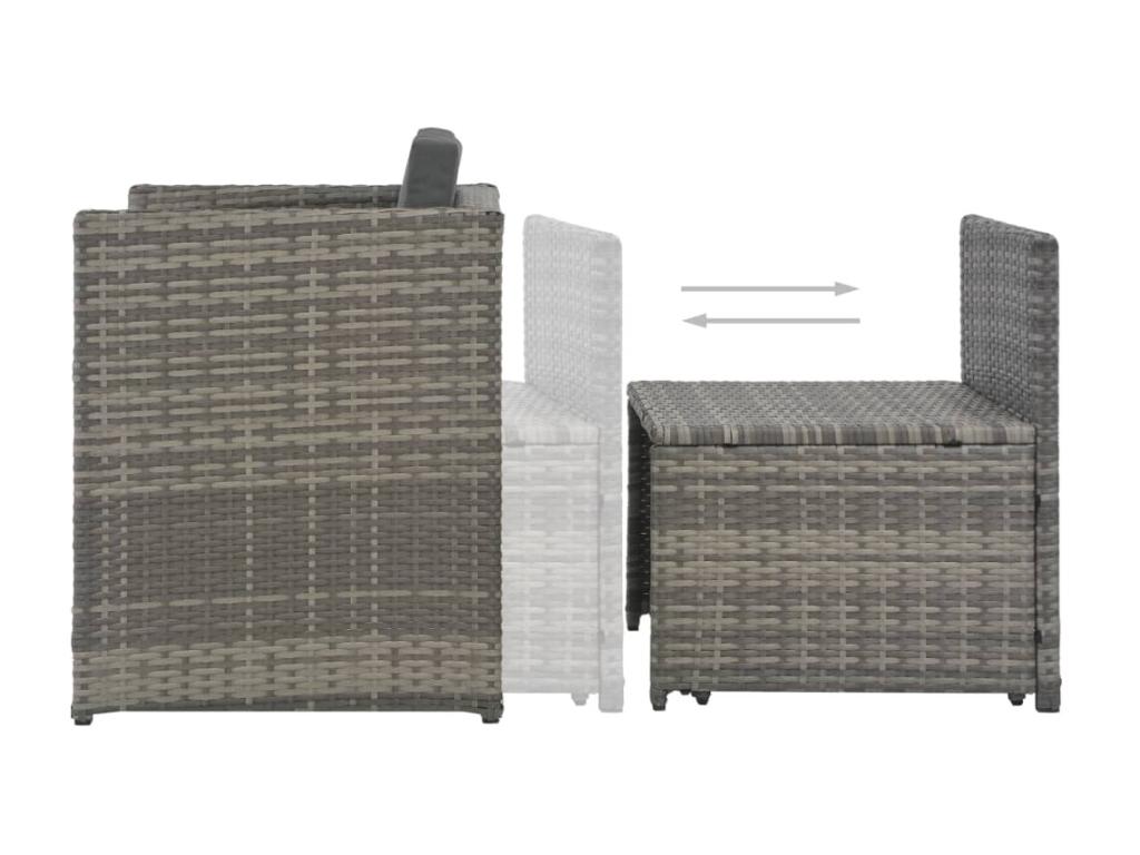 Mobilier à dîner de jardin 7pcs et coussins Résine tressée Gris 6 GDKO23412