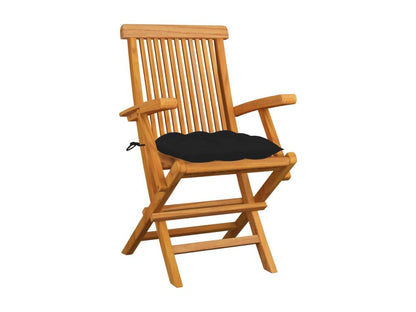 Chaises de jardin avec coussins noir 3 pièces Bois de teck massif XXXC60730
