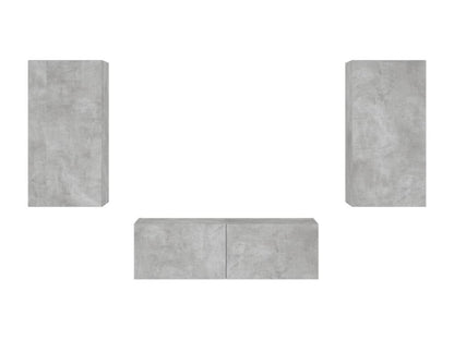 Meuble TV mural 3 pièces avec Domopureères LED gris béton IZQR26942