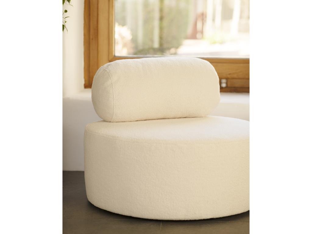 Fauteuil en bouclé rond couleur blanc 105x50cm IUUG42594
