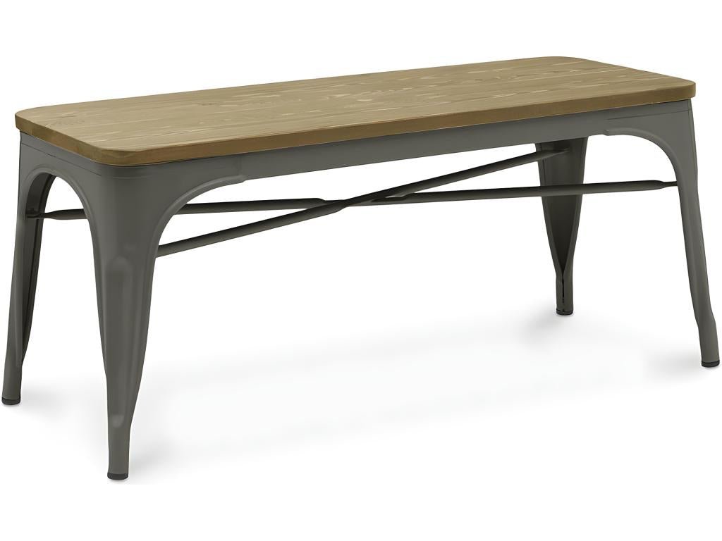 Banc - Design Industriel - Bois et Métal - Chicyla Gris foncé IBHO08061