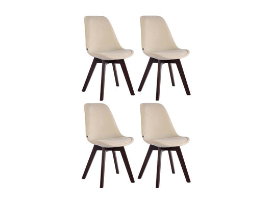 Lot de 4 chaise salle à manger - Velours / Bois - Crème - Chicyla V2 PIUJ99844