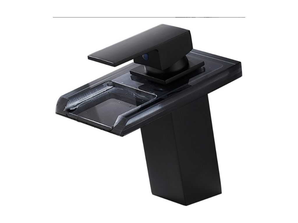 Robinet Mitigeur lavabo Domopure salle de bain en céramique en verre Noir SANS LED / Flexible FIEV78635