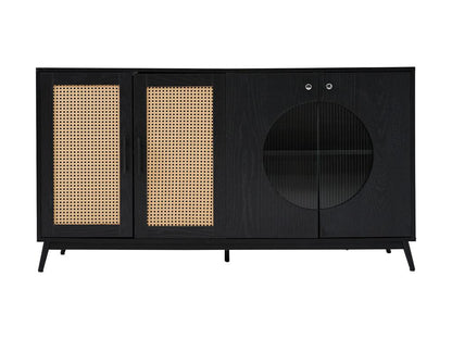 Panneau latéral de porte en verre de rotin porte semi - circulaire meubles de rangement de haute qualité JQRL97153