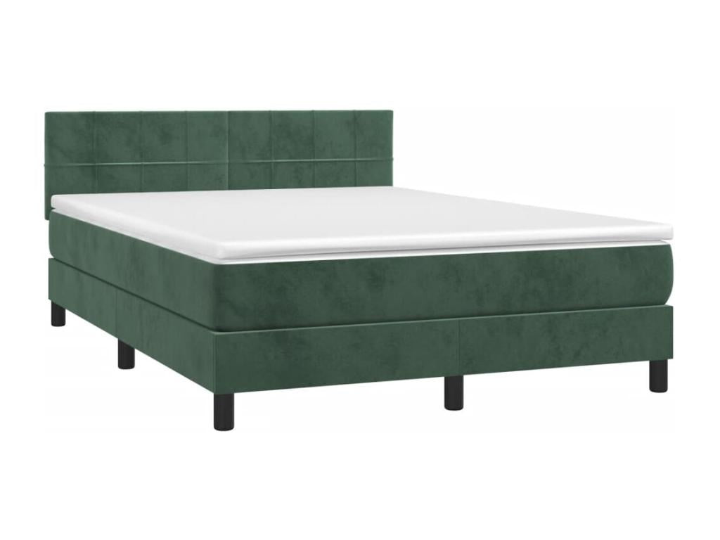 Lit à sommier tapissier et matelas Vert foncé 140x200 Velours YITM61652