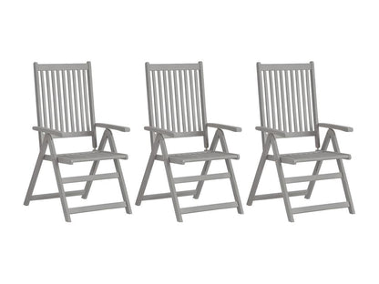 Chaises inclinables de jardin lot de 3 et coussins Bois Domopure ZZIL93027