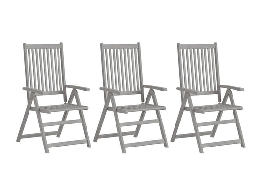 Chaises inclinables de jardin lot de 3 et coussins Bois Domopure ZZIL93027