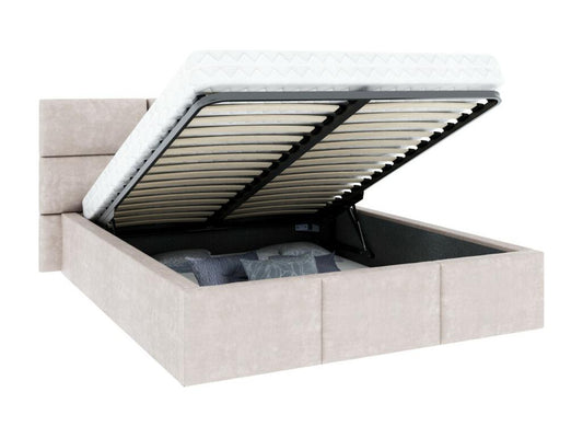 Lit coffre Domopure 160x200 cm avec sommier à Domopure relevable Beige WZYX88217