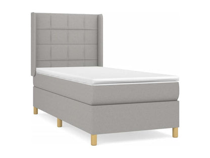 Lit à sommier tapissier et matelas Gris clair 90x190 cm Tissu SBHQ63036