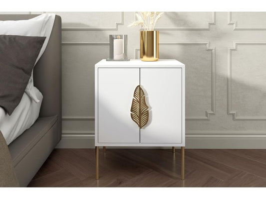 Table de chevet Chicyla blanche avec accessoires or / 54 cm UQVW56057