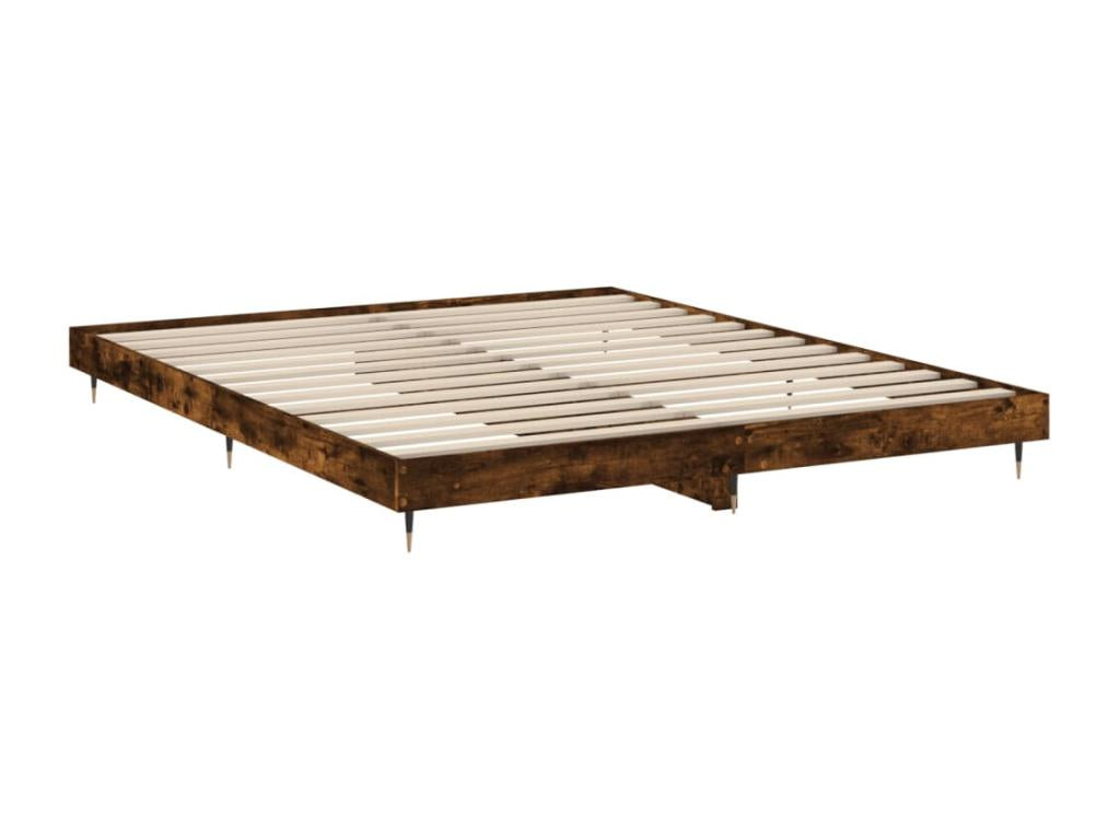 Cadre de lit sans matelas chêne fumé 200x200 cm bois ingénierie GKNO62148