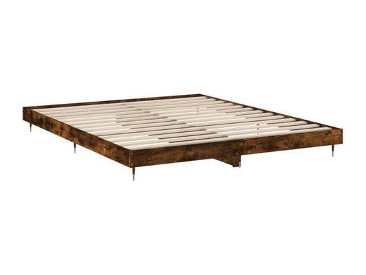 Cadre de lit sans matelas chêne fumé 200x200 cm bois ingénierie GKNO62148