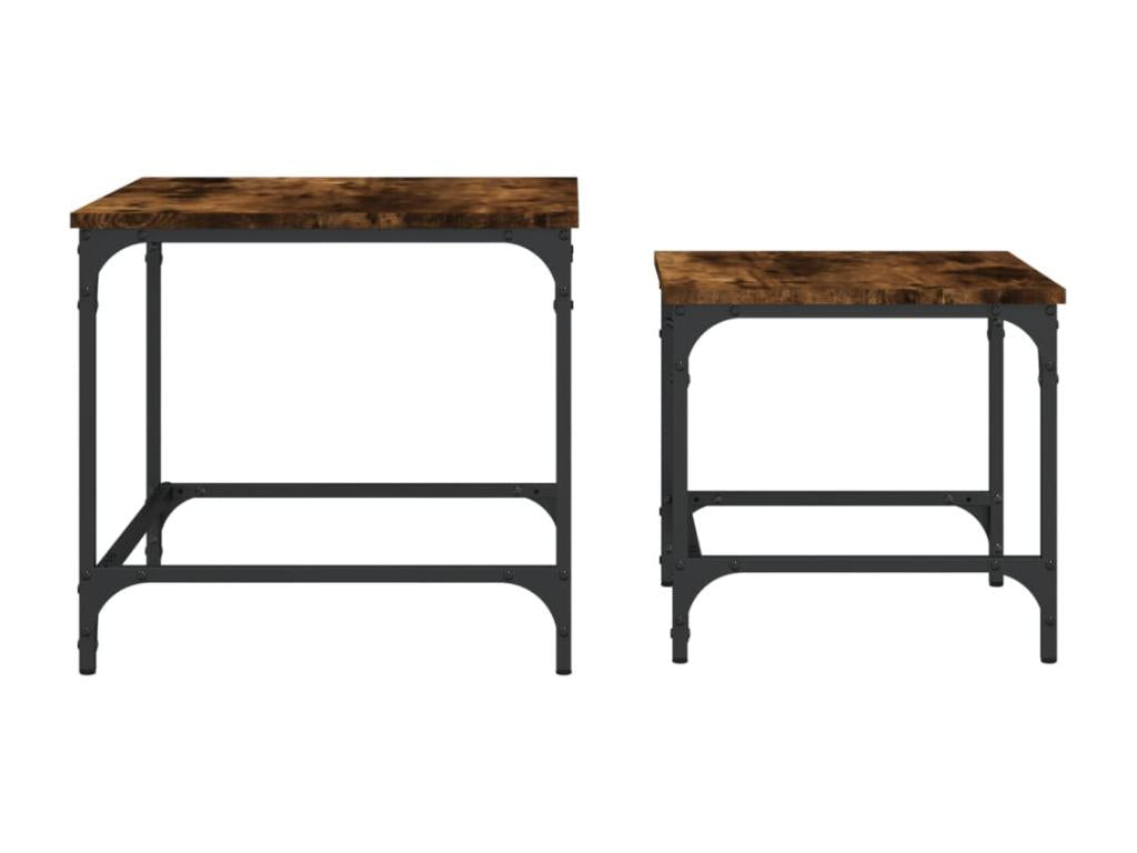 Tables basses gigognes 2 pièces chêne fumé bois d'ingénierie OEZK12182